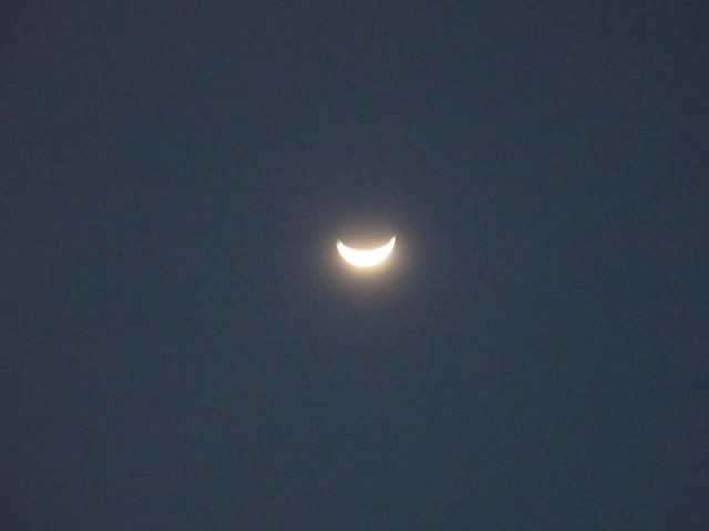 Being on the equator, the moon here lies horizontally.  This is the waxing crescent moon.