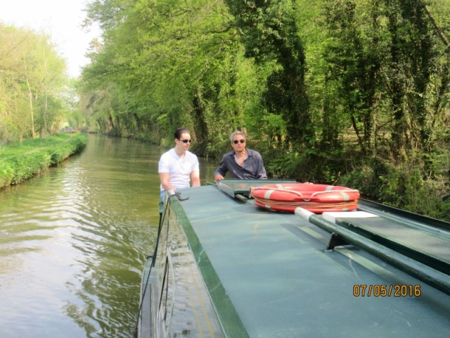 Josh and Me on the canal boat, Oxford Canal
