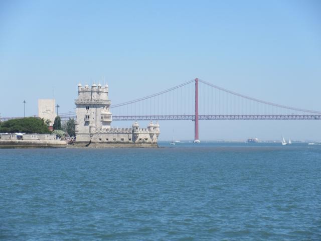 Arriving in Lisbon with the Torre de Belem to port