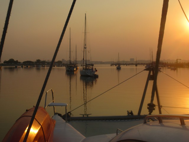 Sunset at anchor in Seixal