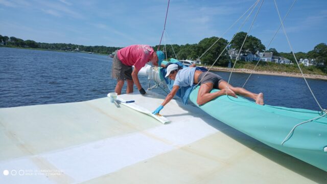 laying up the fiberglass cloth